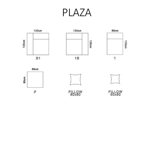 PLAZA Sofa 3 osobowa B1+1+1B