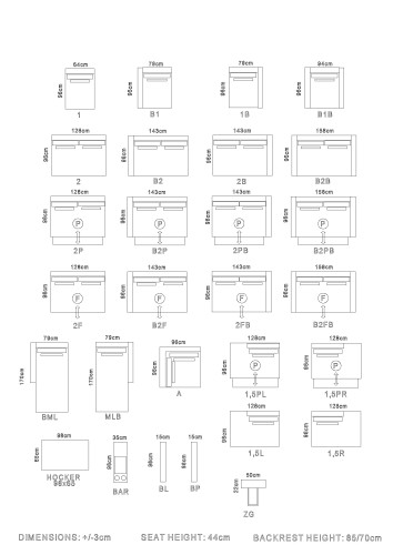 PALAMOS Sofa B2+BAR+1B