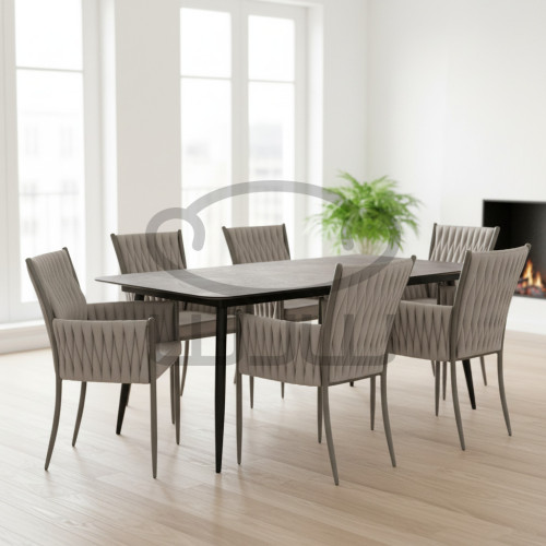 Zestaw ogrodowy i do wnętrz 6 x VICTORIA beż  + ARCO 150x80 CCLOFT