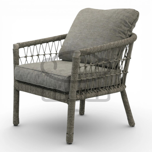 ZESTAW MEBLI OGRODOWYCH GARDEN FLORA  (2 SOFY + 2 FOTELE + STOLIK) SZARY + SZARE PODUSZKI