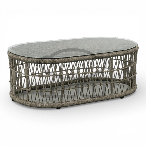 ZESTAW MEBLI OGRODOWYCH GARDEN FLORA  (2 SOFY + 2 FOTELE + STOLIK) SZARY + SZARE PODUSZKI