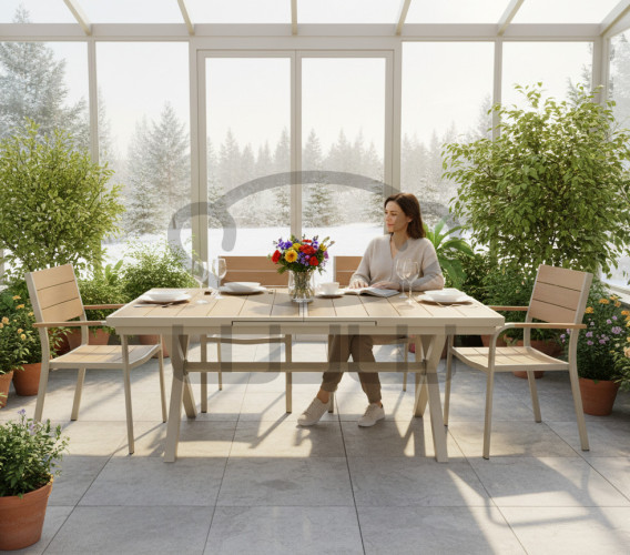 KRZESŁO OGRODOWE ALUMINIOWE GARDEN  BEŻOWE 55 x 55 x 86 CM