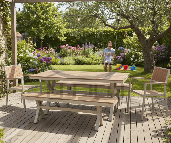 Krzesło ogrodowe aluminiowe GARDEN K Beżowe 55 × 57 × 84 cm