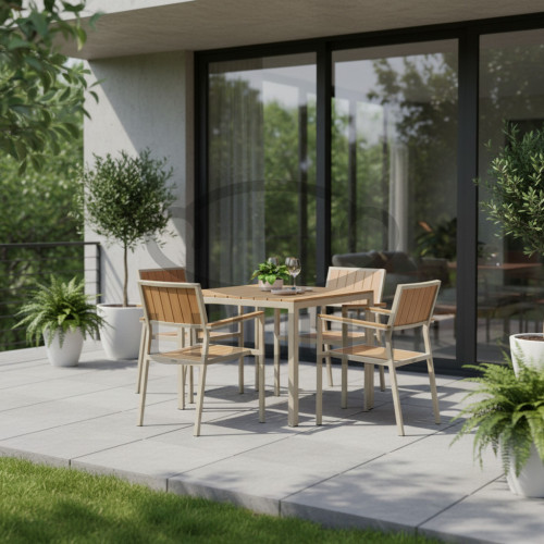 Zestaw mebli ogrodowych aluminiowych GARDEN  4 krzesła + Stół 80x80