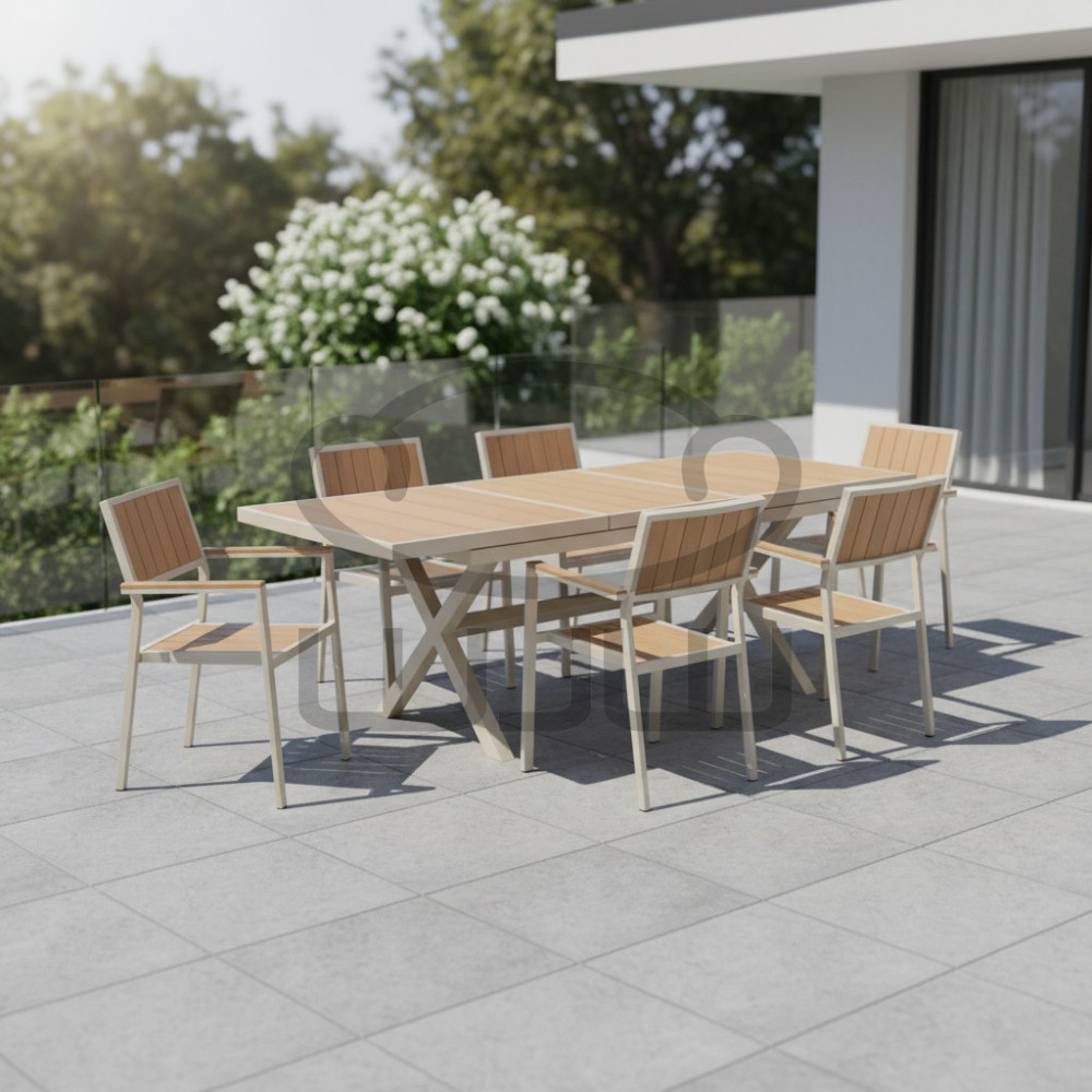 Zestaw mebli ogrodowych  GARDEN  6 krzeseł + Stół ROZKŁADANY  180/240x90