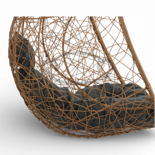 Fotel wiszący GARDEN 1 Naturalny kosz + ciemnoszara poduszka + czarna rama