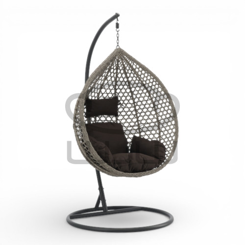 Fotel wiszący GARDEN 2 Szary kosz + szara poduszka + ciemnoszara rama