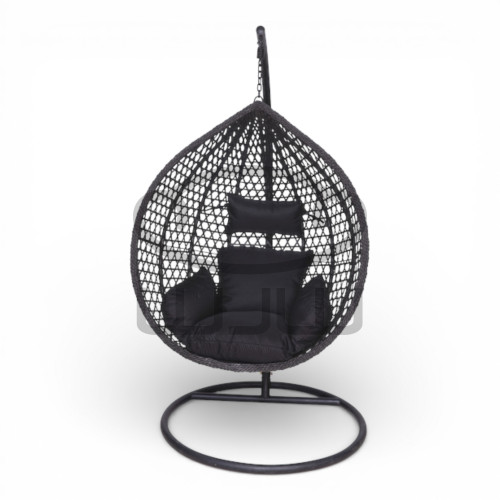 Fotel wiszący GARDEN 3 Czarny kosz + Czarna poduszka + czarna rama