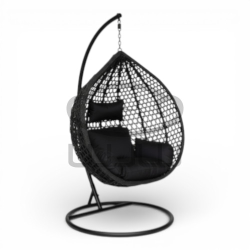 Fotel wiszący GARDEN 3 Czarny kosz + Czarna poduszka + czarna rama