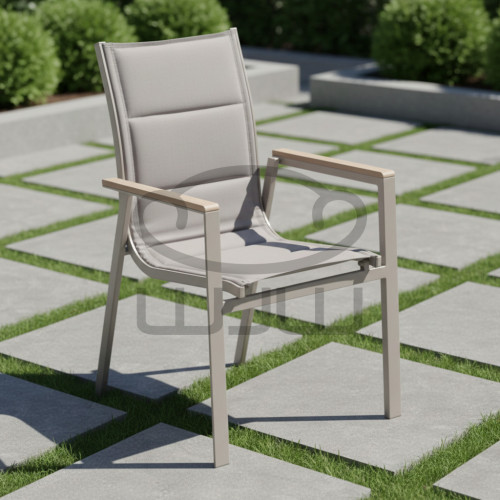 Krzesło ogrodowe aluminiowe POLYWOOD GARDEN Beżowe 64 × 55 × 91 cm