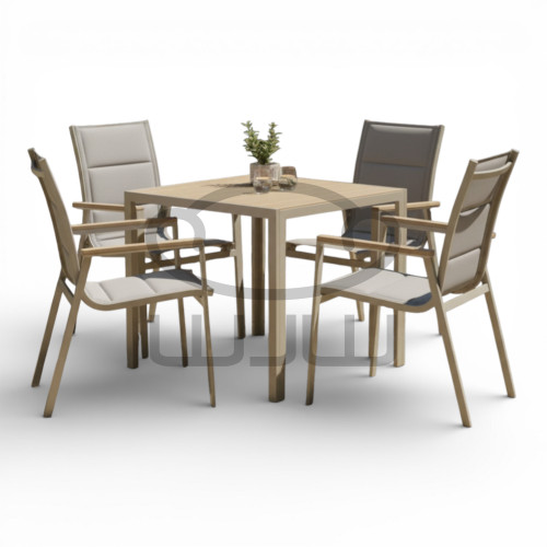 Zestaw mebli ogrodowych aluminiowych GARDEN  4 krzesła POLYWOOD  + Stół 80x80