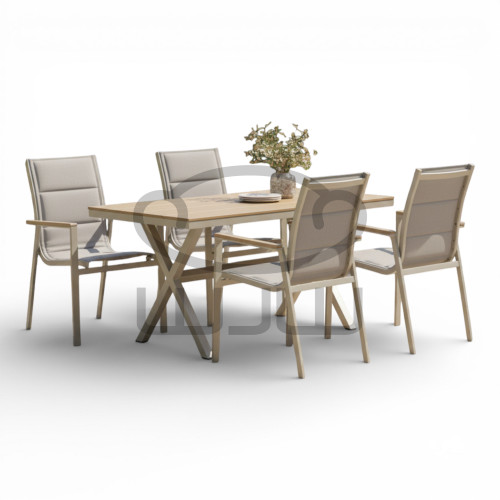 Zestaw mebli ogrodowych aluminiowych GARDEN  4 krzesła POLYWOOD + Stół 150x90