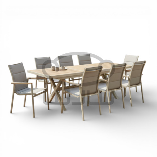 Zestaw mebli ogrodowych  GARDEN  8 krzeseł POLYWOOD + Stół ROZKŁADANY  180/240x90