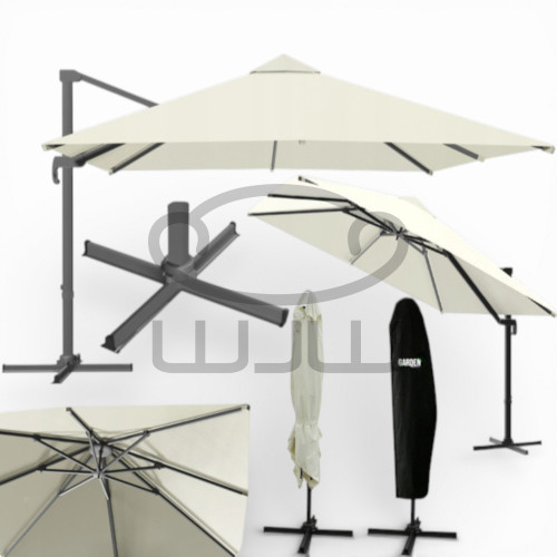 PARASOL OGRODOWY GARDEN „ROMA” 3 × 3 M Beżowy z pokrowcem
