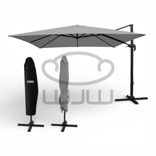 PARASOL OGRODOWY GARDEN „ROMA” 3 × 3 M Szary z pokrowcem