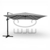 PARASOL OGRODOWY GARDEN „ROMA” 3 × 3 M Szary z pokrowcem