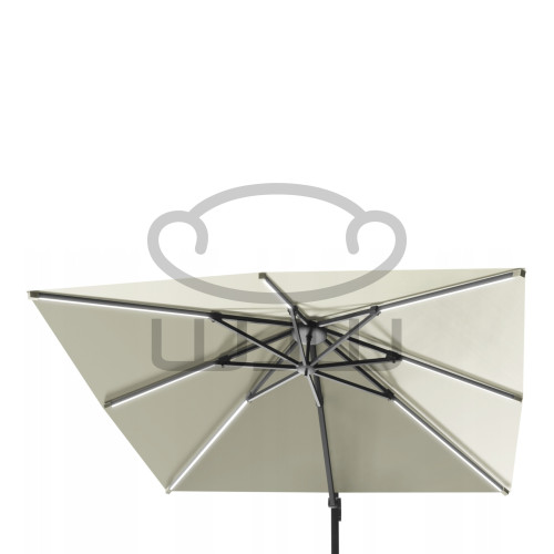 PARASOL OGRODOWY GARDEN „ROMA” 3 × 3 M Beżowy z pokrowcem i oświetleniem LED