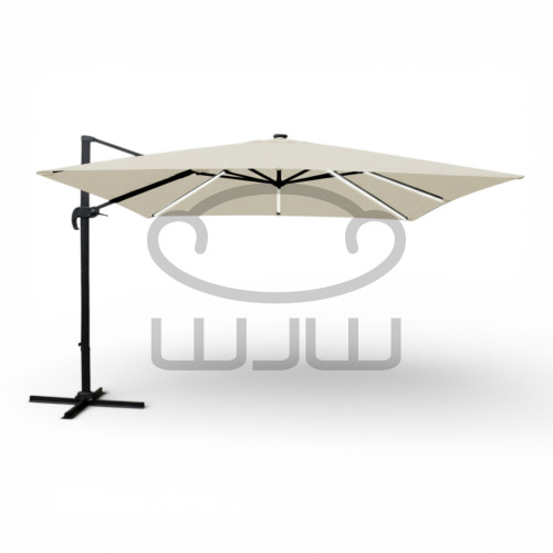 PARASOL OGRODOWY GARDEN „ROMA” 3 × 3 M Beżowy z pokrowcem i oświetleniem LED