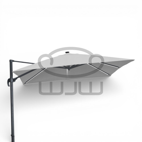 PARASOL OGRODOWY GARDEN „ROMA” 3 × 3 M Szary z pokrowcem i oświetleniem LED