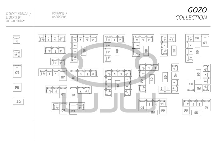 GOZO Zestaw Mebli  Ogrodowych 1+1+A+PD + SP Narożnik ze stolikiem CCLOFT NEW